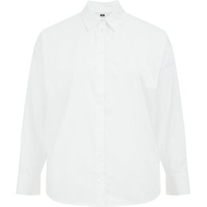 WE Fashion - Dames Blouse - Curve - Boxy Fit - Wit - Biologisch Katoen