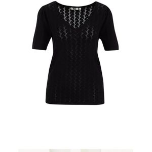 T-shirt - Effen - Knitwear - V-hals - Kwartmouw