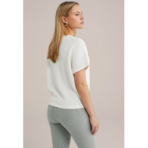 WE Fashion - Dames gebreid vest met structuur - Regular fit - Wit - Biologisch katoen - Maat: XS