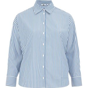 WE Fashion - Curve Blouse - Blauw - Dames - Lange Mouwen