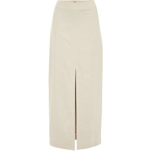 WE Fashion - Dames maxi rok van linnenmix - Beige - Linnen - Maat: M