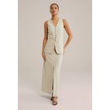 WE Fashion - Maxi Rok - Beige - Linnen