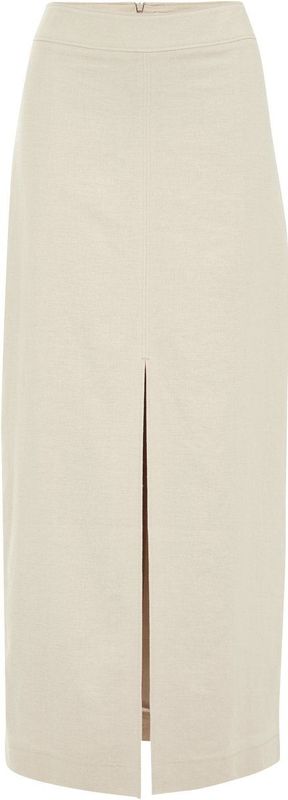 WE Fashion - Maxi Rok - Beige - Linnen