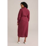 Jurk - V-hals - Lange Mouwen - Knoopsluiting - Ceintuur - Steekzakken