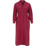 Jurk - V-hals - Lange Mouwen - Knoopsluiting - Ceintuur - Steekzakken