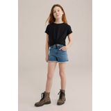 WE Fashion - Shirt - Zwart - Kwartmouw - Normale Pasvorm