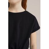 WE Fashion - Shirt - Zwart - Kwartmouw - Normale Pasvorm