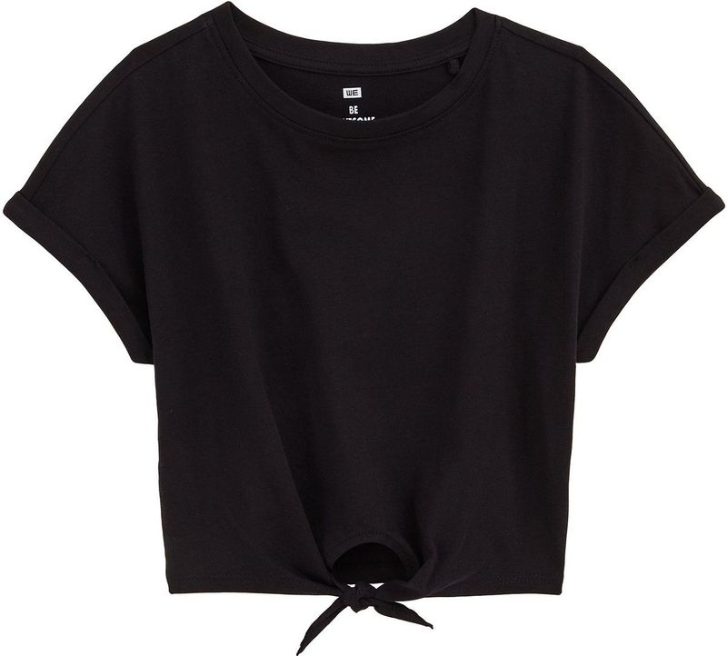 WE Fashion - Shirt - Zwart - Kwartmouw - Normale Pasvorm