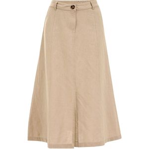 WE Fashion - Midi Rok - Beige - Katoenlinnen - Knoopsluiting