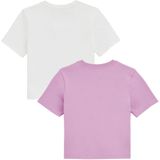 WE Fashion - Meisjes Cropped T-shirt - 2-pack - Wit - Katoen