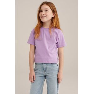 WE Fashion - Meisjes Cropped T-shirt - 2-pack - Wit - Katoen