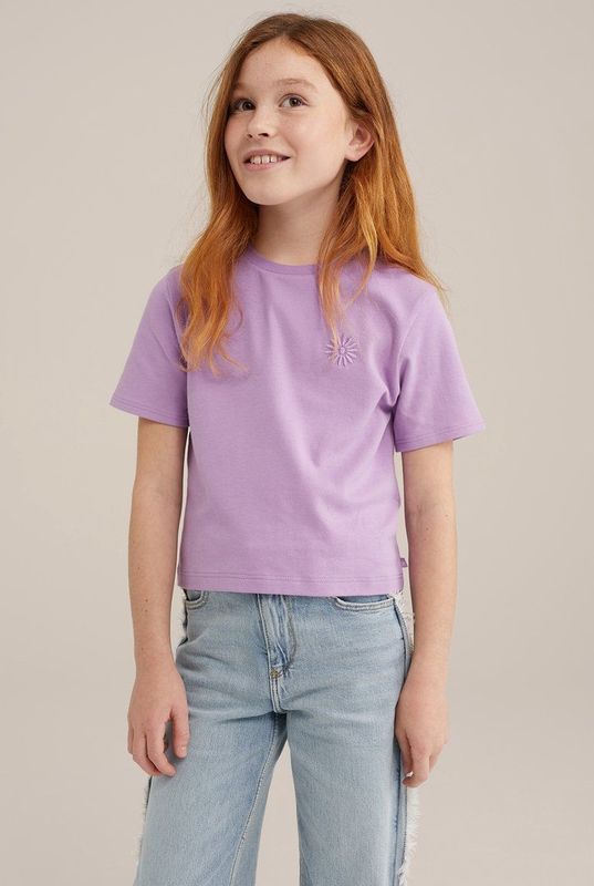 WE Fashion - Meisjes Cropped T-shirt - 2-pack - Wit - Katoen