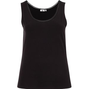 WE Fashion - Curve - Singlet - Zwart - Biologisch Katoen - Plus Size Maat: 46