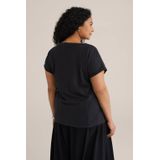 WE Fashion - Curve T-shirt - Zwart - Dames T-shirt