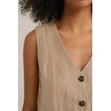 WE Fashion - Gilet - Beige - Regular Fit - Linnenmix