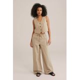 WE Fashion - Gilet - Beige - Regular Fit - Linnenmix