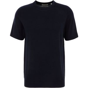 Van Gils - Heren Slim Fit T-shirt - Donkerblauw - Merino Wol