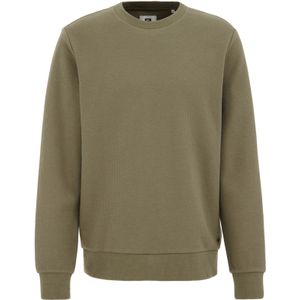 WE Fashion - Heren sweater met antibacteriële finish - Regular fit - Olijfgroen - Katoen - Maat: XS