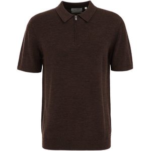 Van Gils - Regular Fit Polo - Donkerbruin - Merinowol