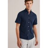 WE Fashion - Slim Fit Overhemd - Katoen Polyester - Korte Mouwen - Button Down Kraag