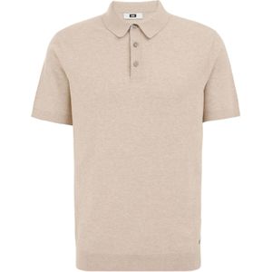 WE Fashion - Regular Fit - Fijngebreide Polo - Beige - Katoen