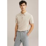 WE Fashion - Regular Fit - Fijngebreide Polo - Beige - Katoen
