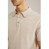 WE Fashion - Regular Fit - Fijngebreide Polo - Beige - Katoen