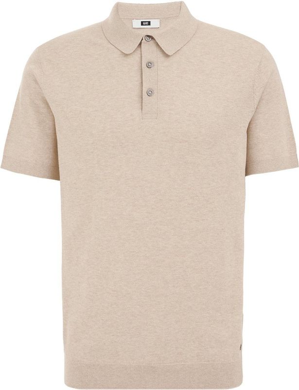 WE Fashion - Regular Fit - Fijngebreide Polo - Beige - Katoen
