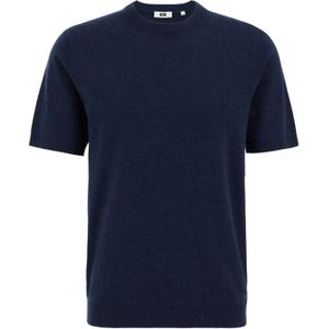 WE Fashion - T-shirt - Donkerblauw - Fijn Gebreid - Korte Mouwen