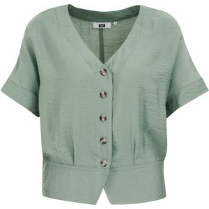 WE Fashion - Dames blouse met structuur - Regular fit - Lichtgroen - Viscose - Maat: XS