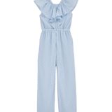 WE Fashion - Meisjes Jumpsuit - Regular Fit - Pastelblauw - 100% Gerecycled Polyester