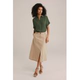 Blouse - Klassieke Blouse - Effen - Viscose - Losse Pasvorm - Kwartmouw