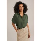 Blouse - Klassieke Blouse - Effen - Viscose - Losse Pasvorm - Kwartmouw