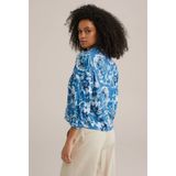 WE Fashion - Dames Blouse - Dessin - Regular Fit - Blauw - Katoen