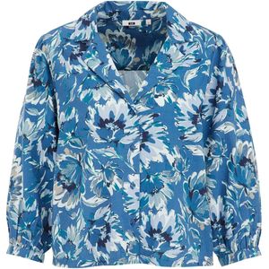 WE Fashion - Dames Blouse - Dessin - Regular Fit - Blauw - Katoen