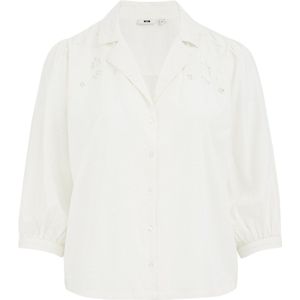 WE Fashion - Dames Blouse - Wit - Katoen - Borduursels