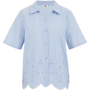 WE Fashion - Dames Blouse - Lichtblauw - Katoen - Regular Fit