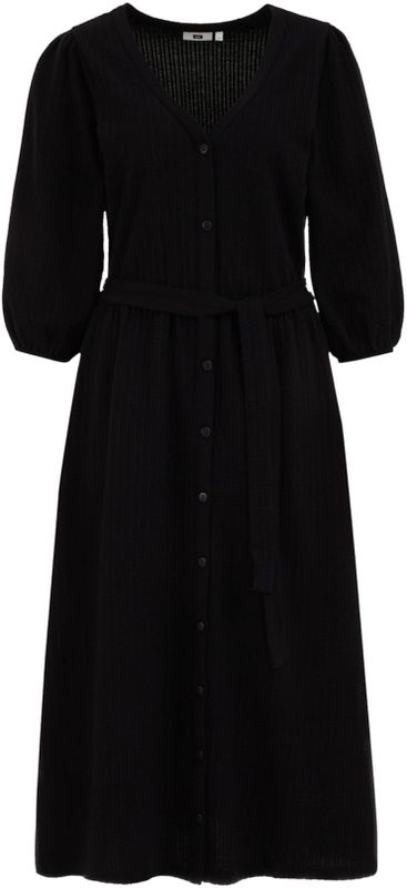 WE Fashion - Jurk - Zwart - 3/4 Lengte - V-hals - Katoen