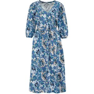 Jerseyjurken - Regular Fit - Structuur - Overslaghals - Driekwart Mouwen