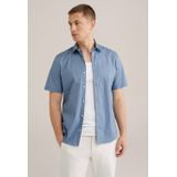 WE Fashion - Heren Poplin Overhemd - Slim Fit - Blauw - Katoen