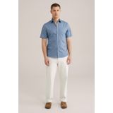 WE Fashion - Heren Poplin Overhemd - Slim Fit - Blauw - Katoen