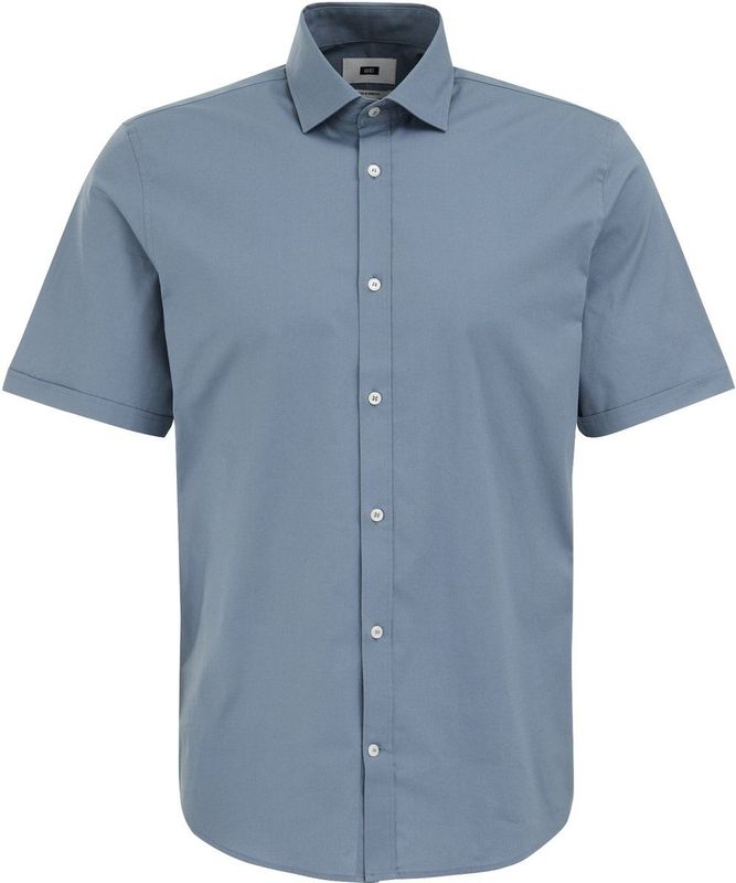 WE Fashion - Heren Poplin Overhemd - Slim Fit - Blauw - Katoen