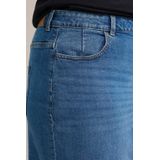 WE Fashion - Curve - Spijkerrok - Medium Blue Denim - Midi-lengte - 5-pocket-stijl