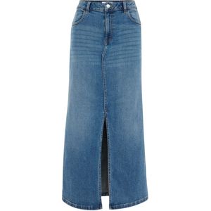 WE Fashion - Spijkerrok - Denim - Midi-Lengte - Rits- en Knoopsluiting - 5-Pocketstijl