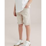 WE Fashion - Blue Ridge - Denim Short - Beige - 84% Katoen, Regular Waist, Regular Fit