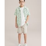 WE Fashion - Blue Ridge - Denim Short - Beige - 84% Katoen, Regular Waist, Regular Fit