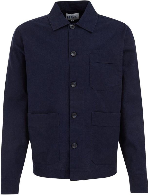 Blue Ridge - Heren Overshirt - Donkerblauw - Katoen-Linnenmix - Regular Fit