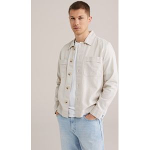 WE Fashion - Overhemd - Katoen/Linnen - Blauw - Regular Fit
