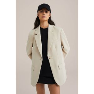 WE Fashion - Oversized Blazer - Beige - Damesmodel - Polyester