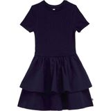 WE Fashion korte jurk rib gebreid donkerblauw